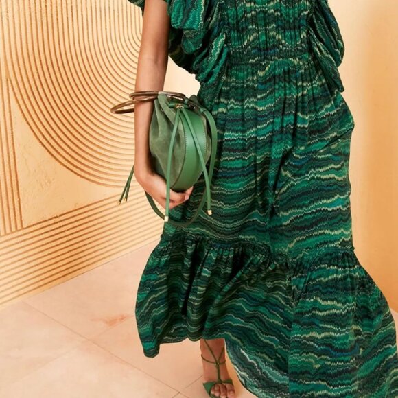 NWT ULLA JOHNSON Silk Ilaria Midi Dress in Peacock XS $850 - Picture 3 of 11